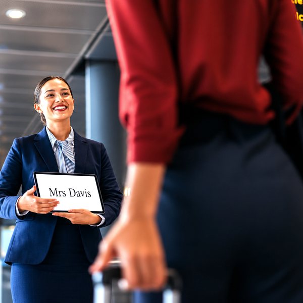 Chauffeur greeting a passenger at the airport